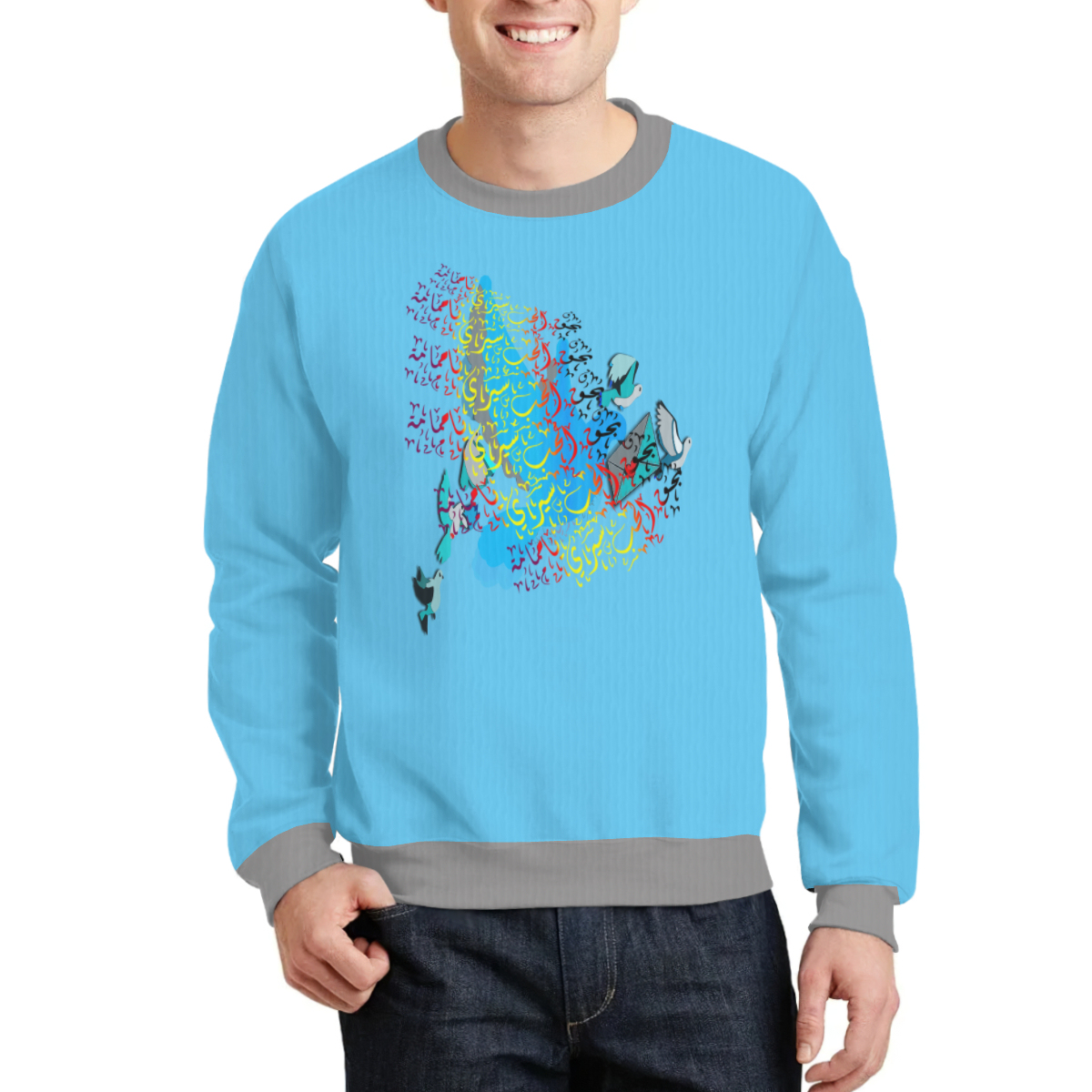 سترة برقبة دائرية مطبوعة بالكامل | 95% بوليستر + 5% سباندكس - الصورة 3