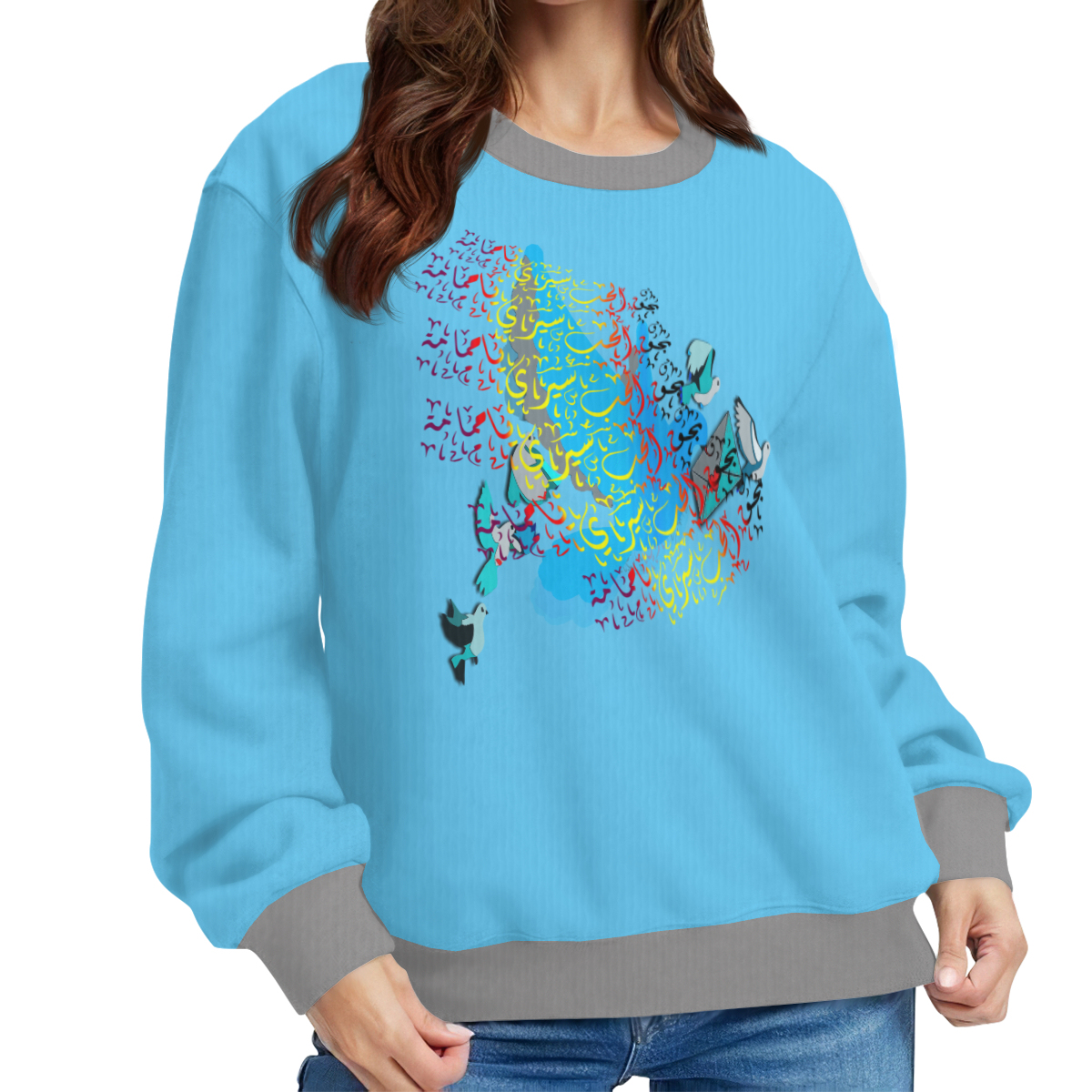 سترة برقبة دائرية مطبوعة بالكامل | 95% بوليستر + 5% سباندكس - الصورة 5