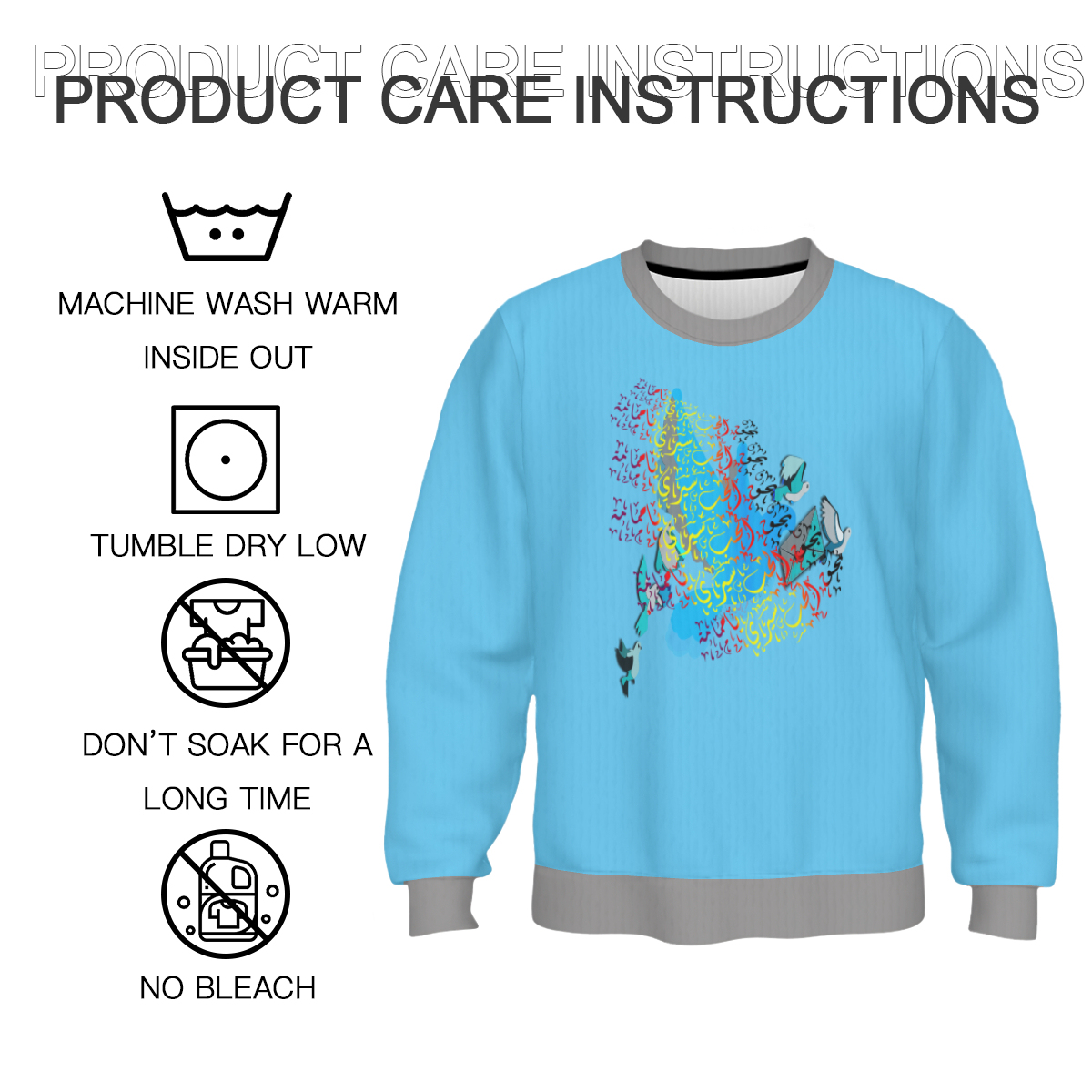 سترة برقبة دائرية مطبوعة بالكامل | 95% بوليستر + 5% سباندكس - الصورة 8