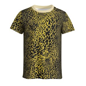 تي شيرت رجالي مطبوع بنمط جلد نمر من البوليستر