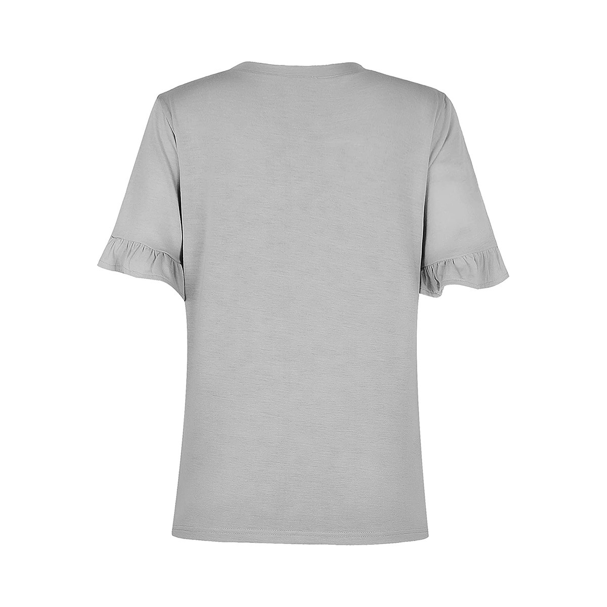 تي شيرت نسائي بأكمام قصيرة وكشكشة بوليستر - الصورة 2