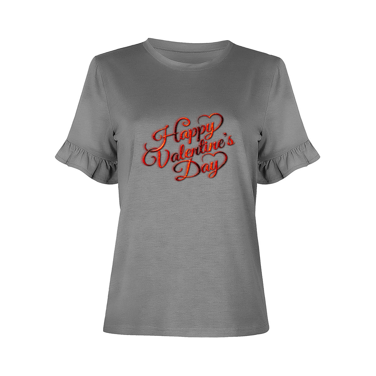 تي شيرت نسائي بأكمام قصيرة وكشكشة بوليستر - الصورة 9