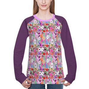 سويت شيرت نسائي بأكمام طويلة بنقشة زهور