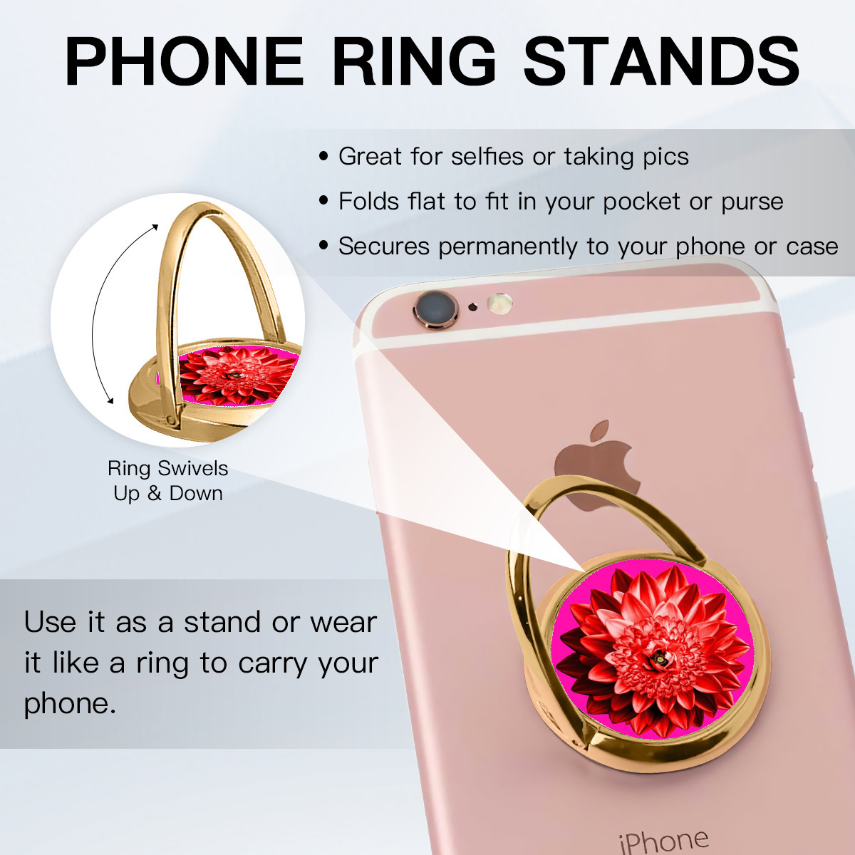 حامل دائري للهاتف الجوال زهرة ماكرو سريالية - الصورة 4