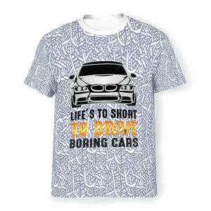 تي شيرت مطبوع لمحبي قيادة السيارات برقبة دائرية ومقاس أوروبي للجنسين