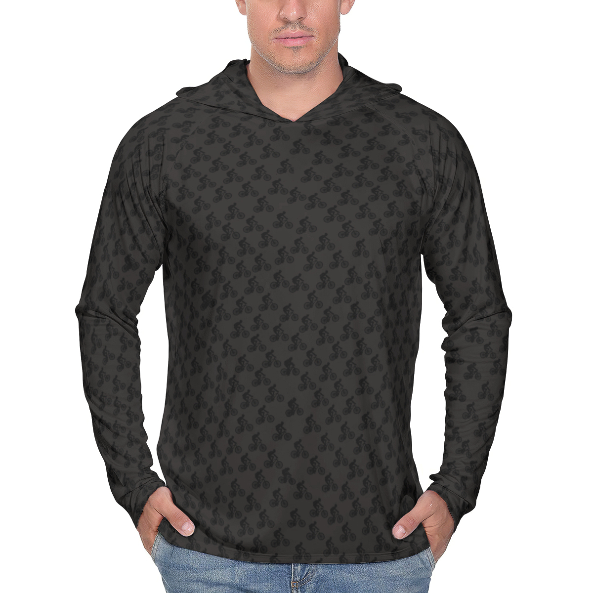 هودي رجالي مطبوع لمحبي الدراجات بأكمام طويلة وغطاء رأس - الصورة 3