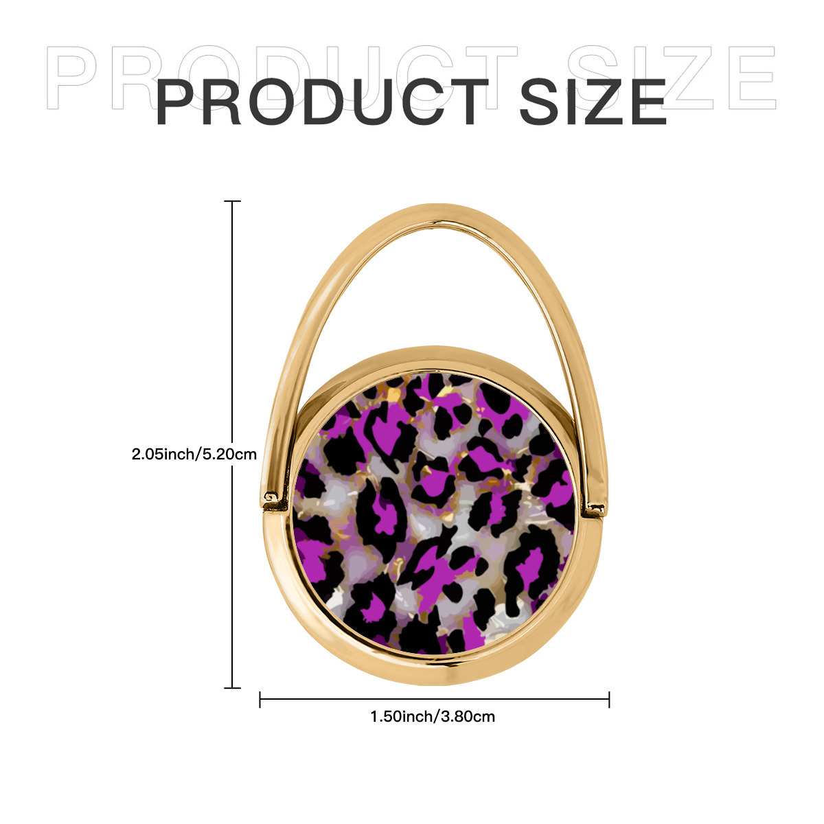 حامل دائري للهاتف الخلوي من المعدن نمط جلد النمر وردي - الصورة 7