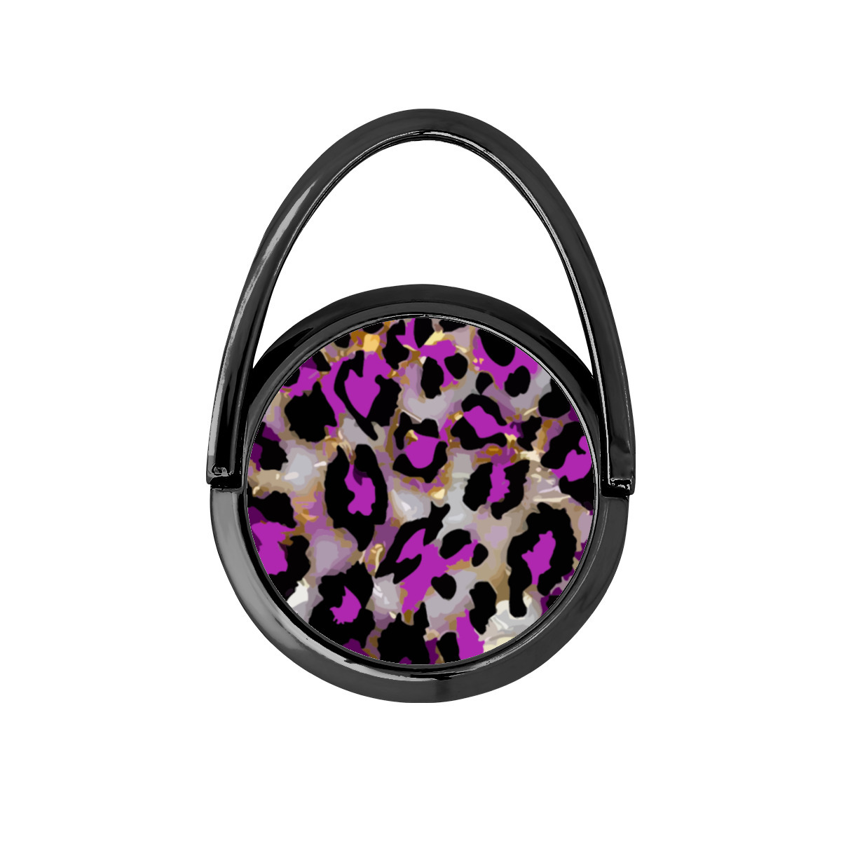 حامل دائري للهاتف الخلوي من المعدن نمط جلد النمر وردي - الصورة 10