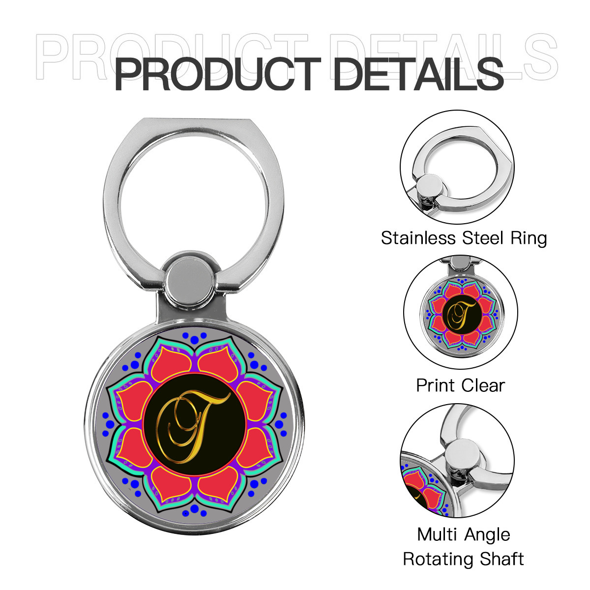 Jحامل للهاتف المحمول دائري متعدد الوظائف من المعدن حرف - الصورة 5