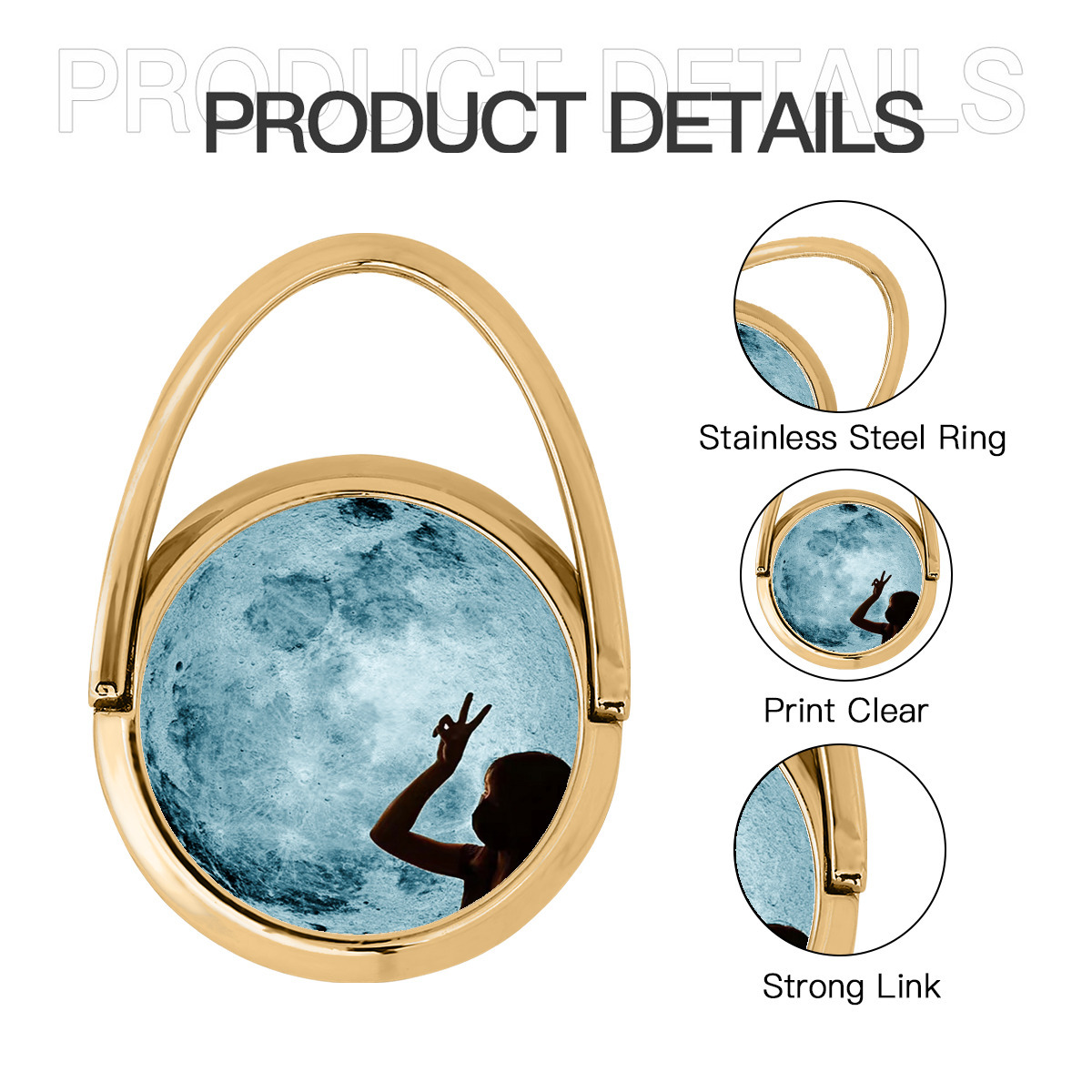 حامل دائري للهاتف الجوال من المعدن نمط القمر - الصورة 5