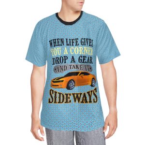 تي شيرت رجالي عتيق برقبة دائرية مخمل لمحبي قيادة السيارات