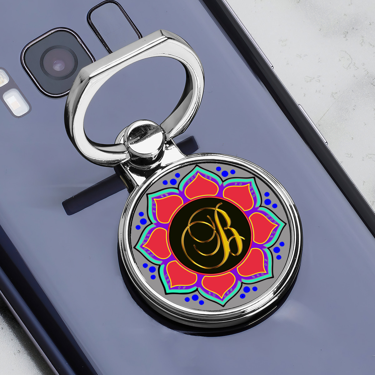 Bحامل للهاتف المحمول دائري متعدد الوظائف من المعدن حرف - الصورة 3