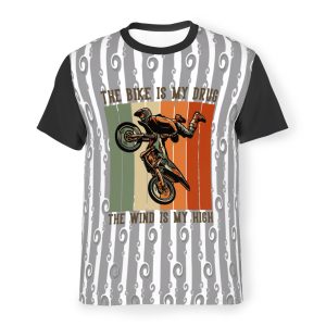 تي شيرت مطبوع لمحبي الدراجات برقبة دائرية ومقاس أوروبي للجنسين