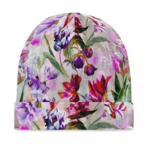قبعة محبوكة (بنقشة زهور) | بوليستر