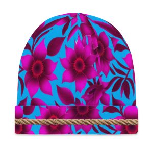 قبعة محبوكة (نقشة ورد) | بوليستر